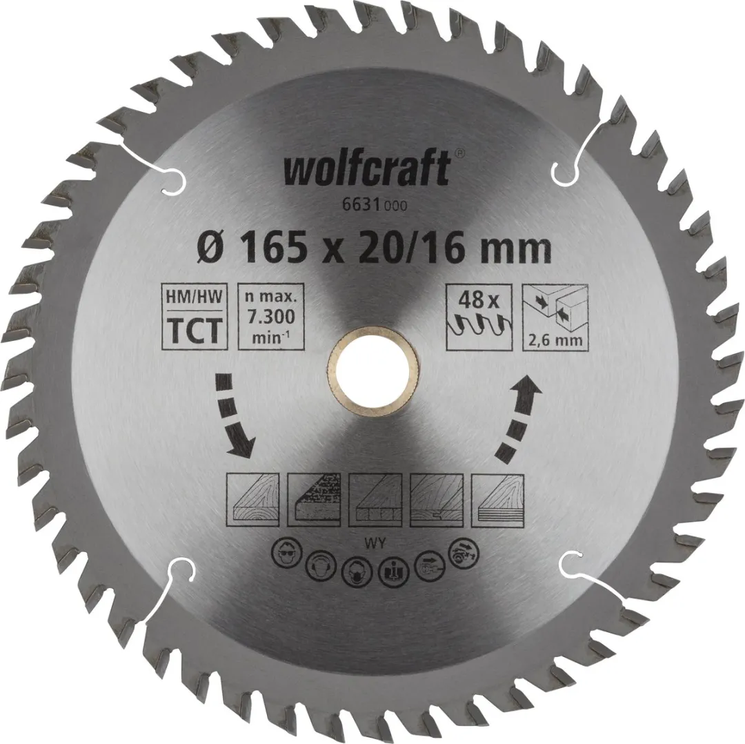 Wolfcraft Cirkelzaagblad 165mm 48 Tanden 6631000