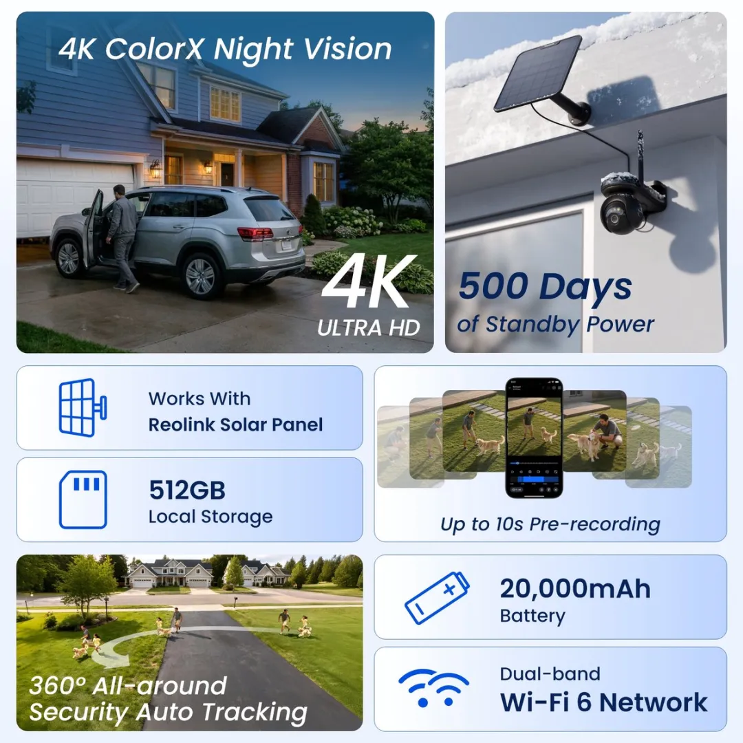 Reolink Altas PT Ultra Zonnecamera 4K - 500 Dagen Batterij - Zwart