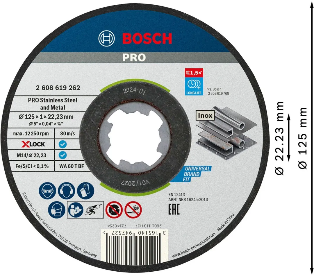 Bosch Professional Xlock Doorslijpschijf Inox 125mm - Metaal
