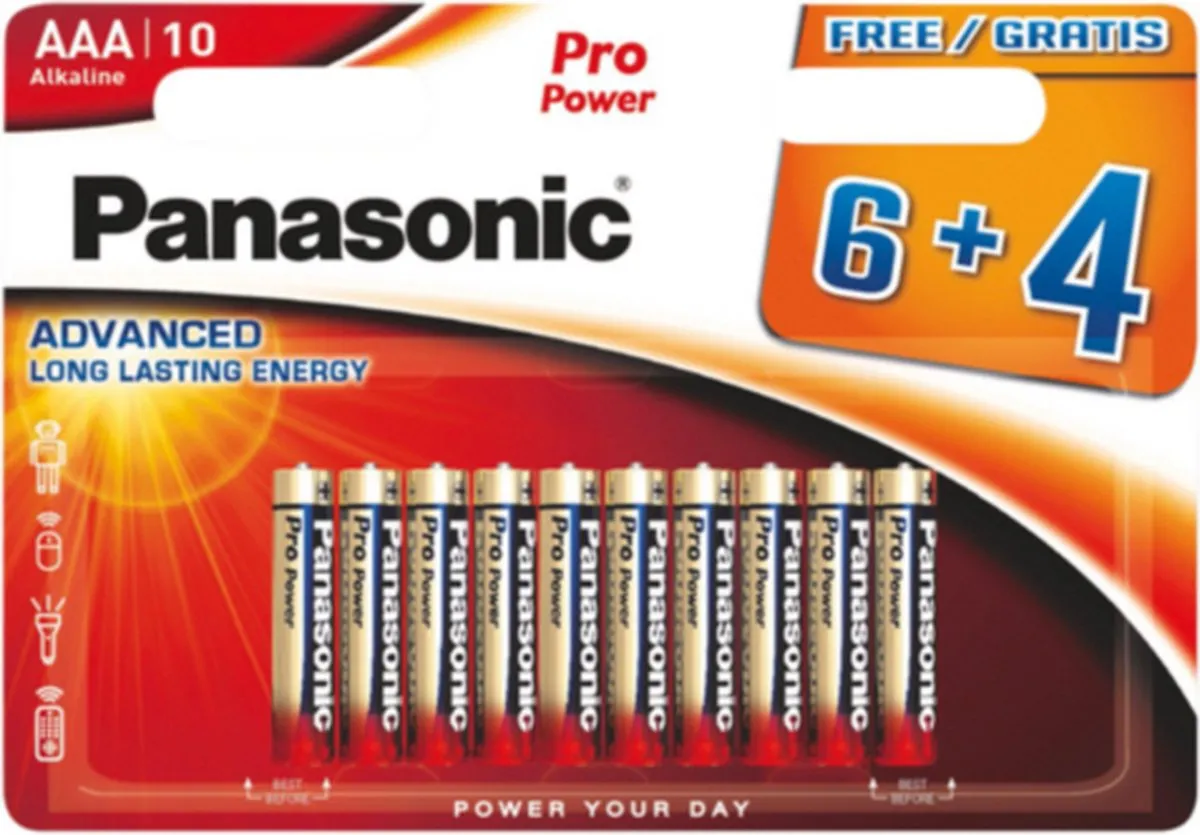 Panasonic Pro Power AAA Alkaline Batterijen - 10 Stuks