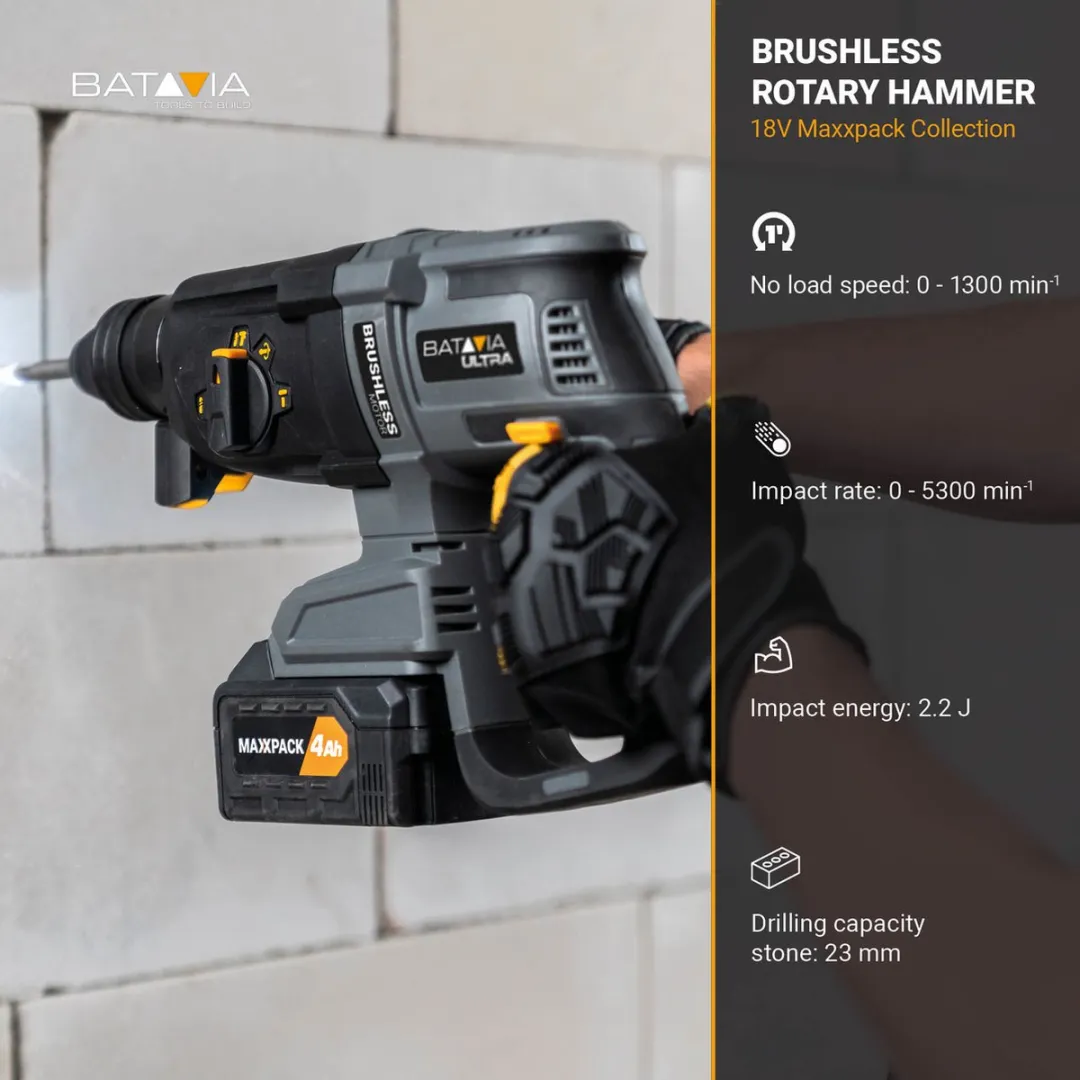 Batavia Accu 18V Boorhamer SDS+ 7064296 - Brushless - 2 Snelheden