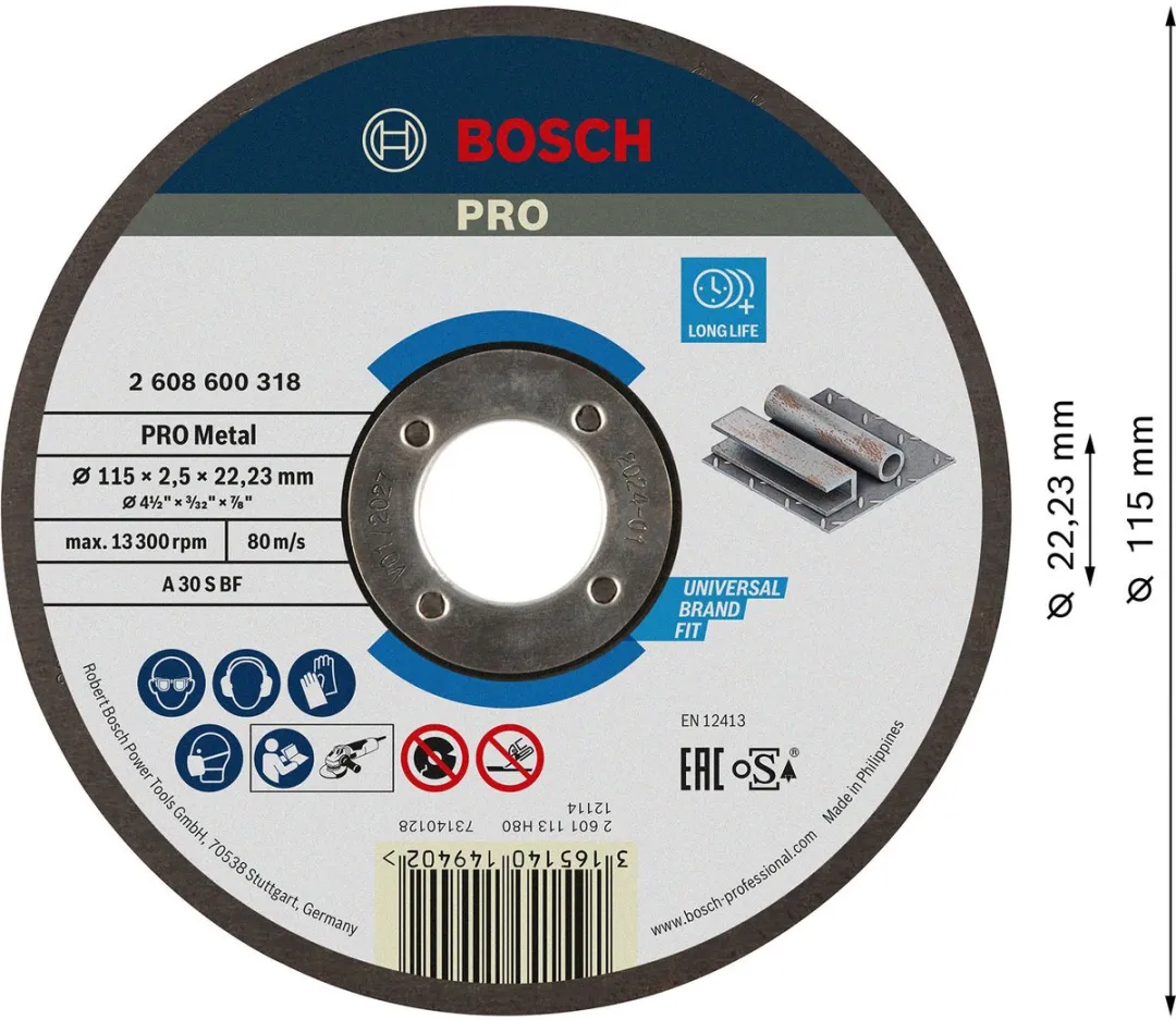 Bosch Expert for Metal A 30 S BF Doorslijpschijf 115mm - Metaal
