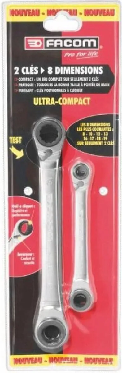 FACOM Ringratelsleutelsset 64C.S1 & 64C.S2 - 2 Stuks