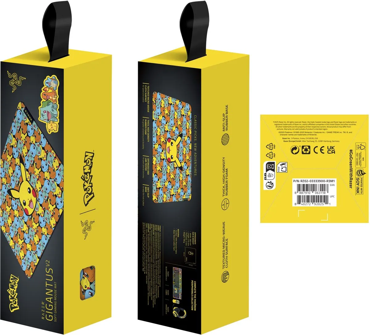 Razer Gigantus V2 Muismat Pokémon Kanto Starters - Medium - afbeelding 6 van 6