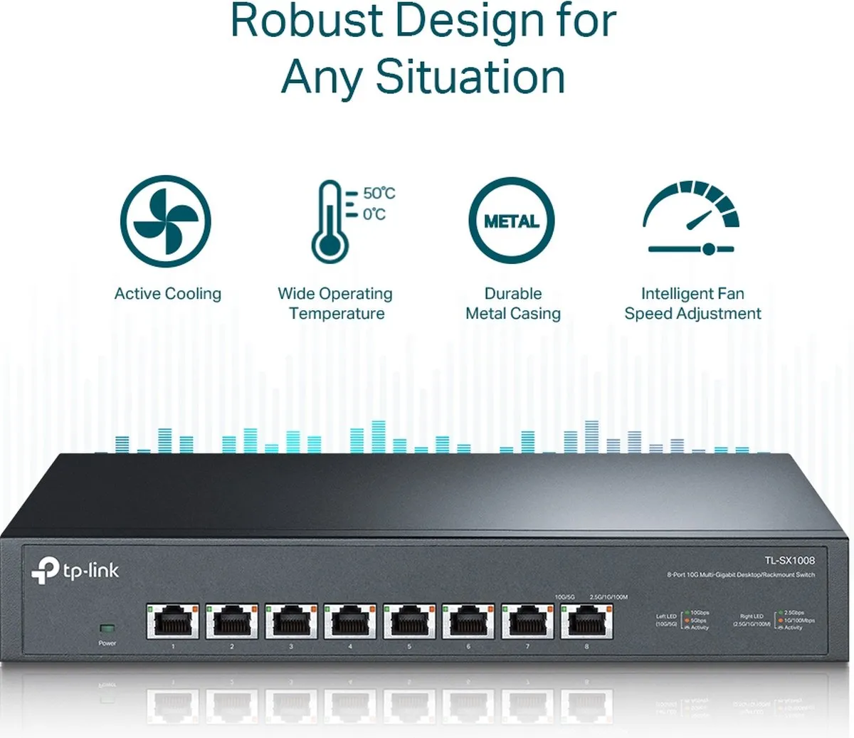 TP-Link TL-SX1008 10G Netwerk Switch - 8 Poorten - Zwart