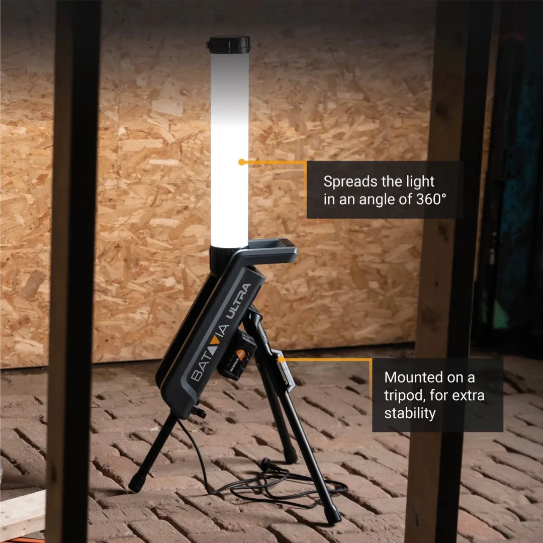 Batavia 18V Hybride LED Bouwlamp - 2.0Ah Accu & Lader