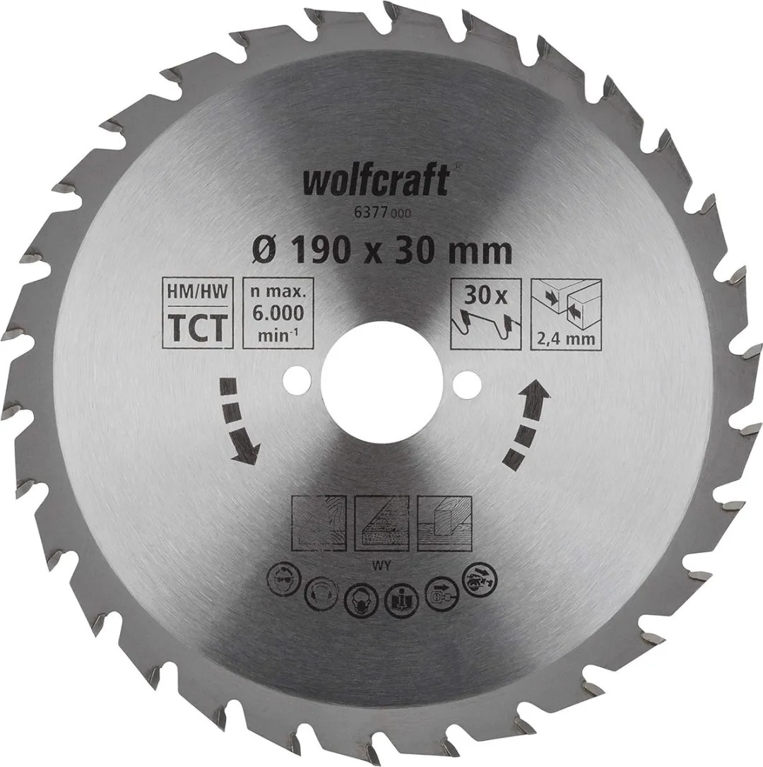 Wolfcraft Cirkelzaagblad 190x30mm 30 Tanden - Serie Groen
