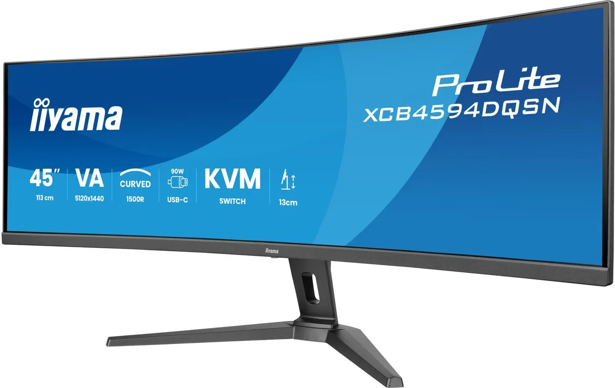 iiyama ProLite XCB4594DQSN-B1 Curved Monitor 45" - DQHD - USB-C Dock - KVM
