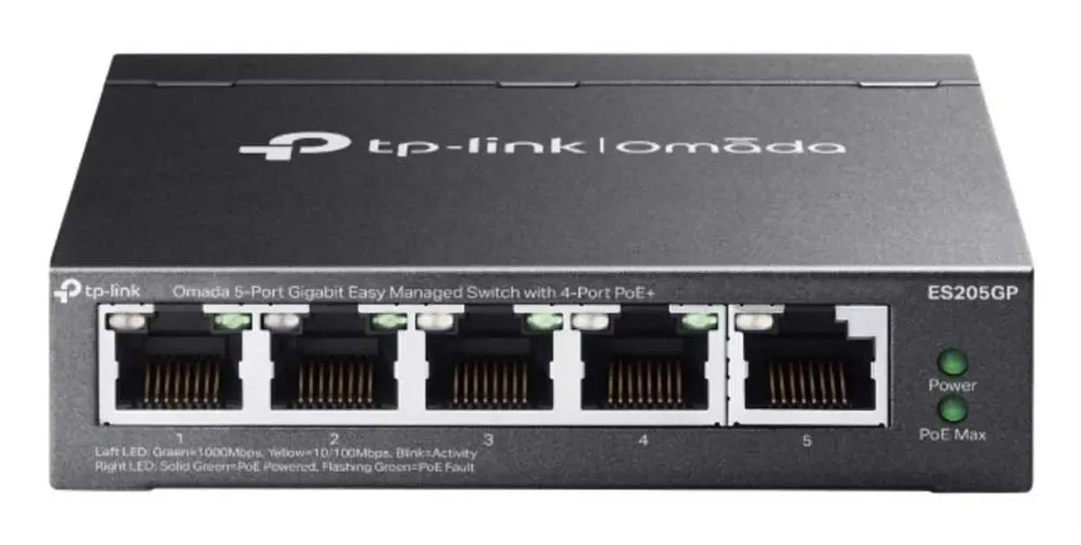 TP-Link Omada ES205G Managed Switch - 5x Gigabit - 4x PoE 65W
