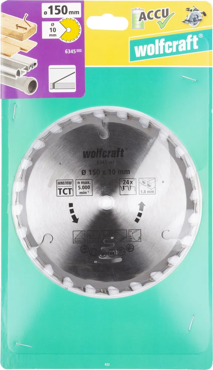 Wolfcraft Lila Cirkelzaagblad 150x10mm 24 Tanden