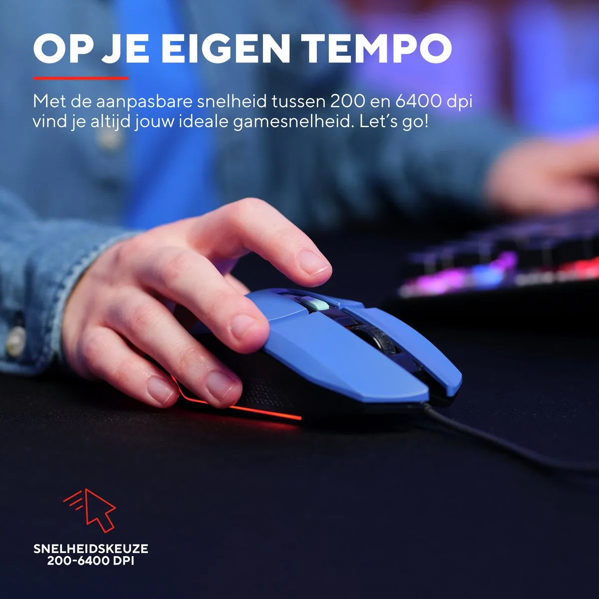 Trust GXT 109B Felox Gaming Muis - 6400 DPI - Blauw