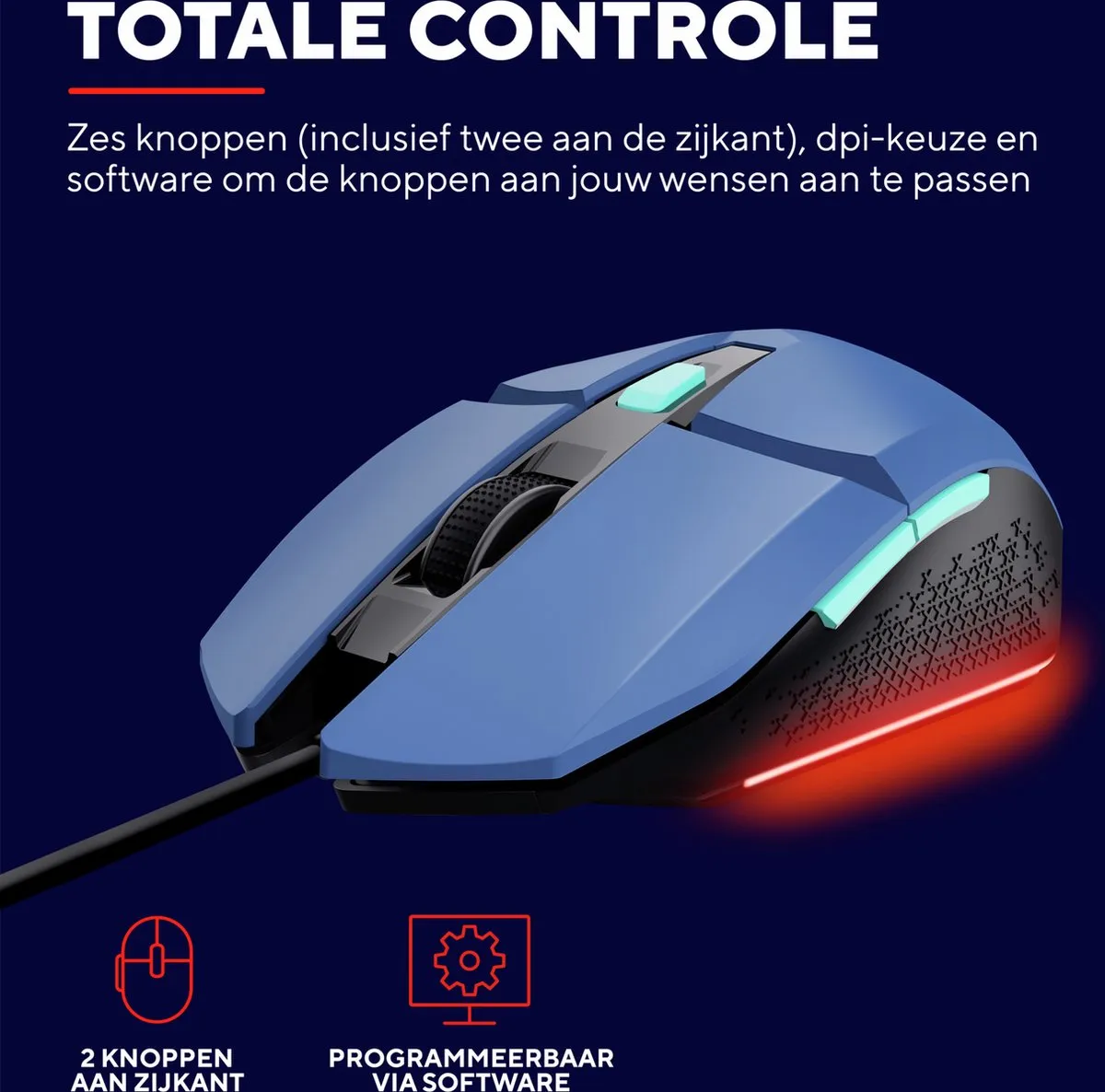 Trust GXT 109B Felox Gaming Muis - 6400 DPI - Blauw