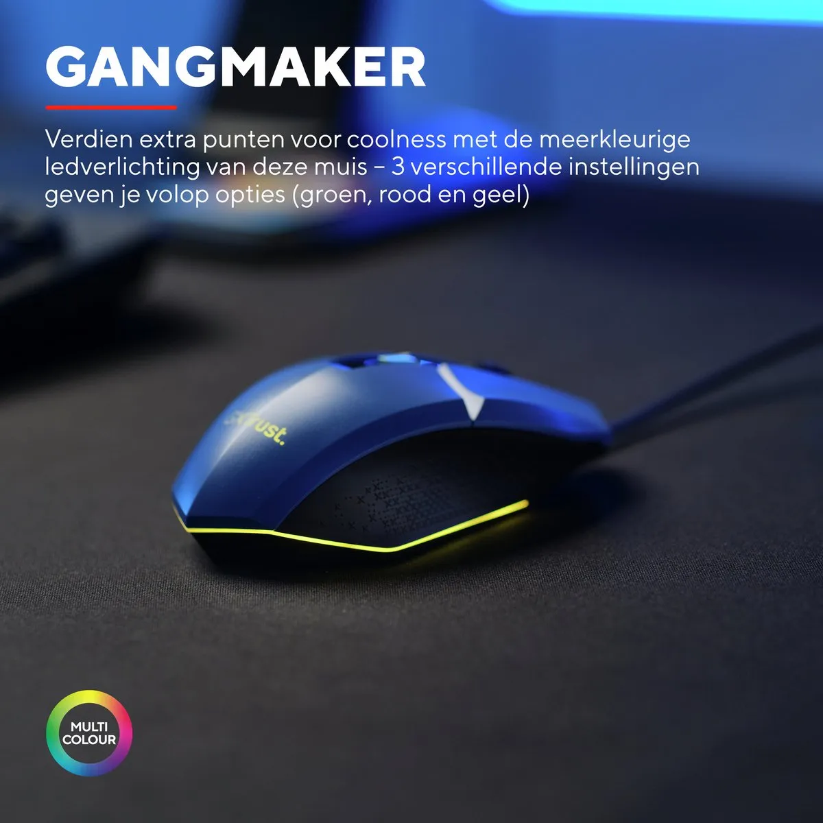 Trust GXT 109B Felox Gaming Muis - 6400 DPI - Blauw