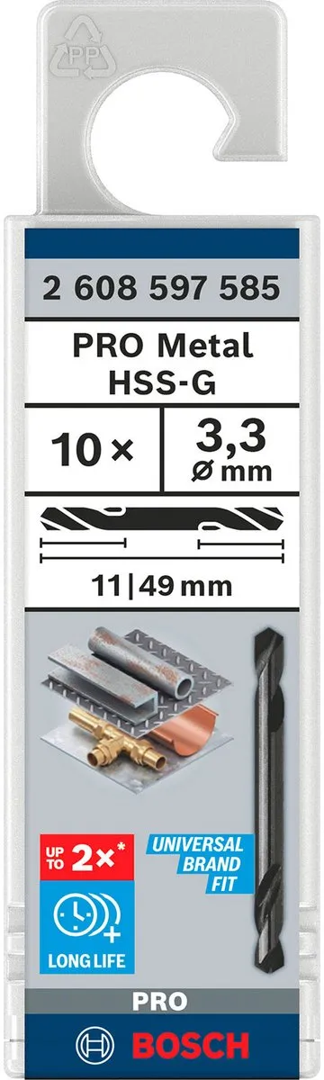 Bosch Professional HSS-G DUBBELBOOR 3.3mm - 10 Stuks