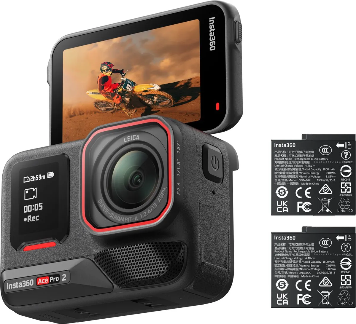 Insta360 Ace Pro 2 CINSBBGA_2 Actioncam - 2x Batterijen - Zwart