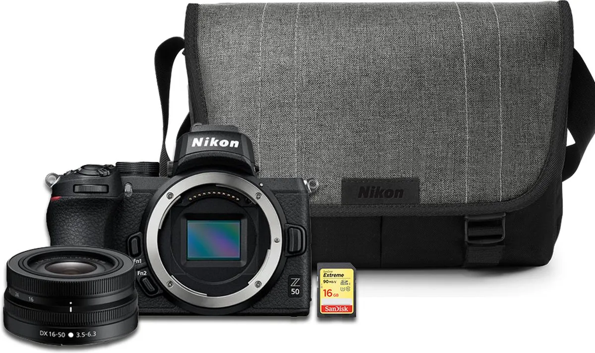 Nikon Z50 systeemcamera - Bundel - + NIKKOR Z DX 16-50mm f/3.5-6.3 VR Lens + cameratas + 16GB geheugenkaart