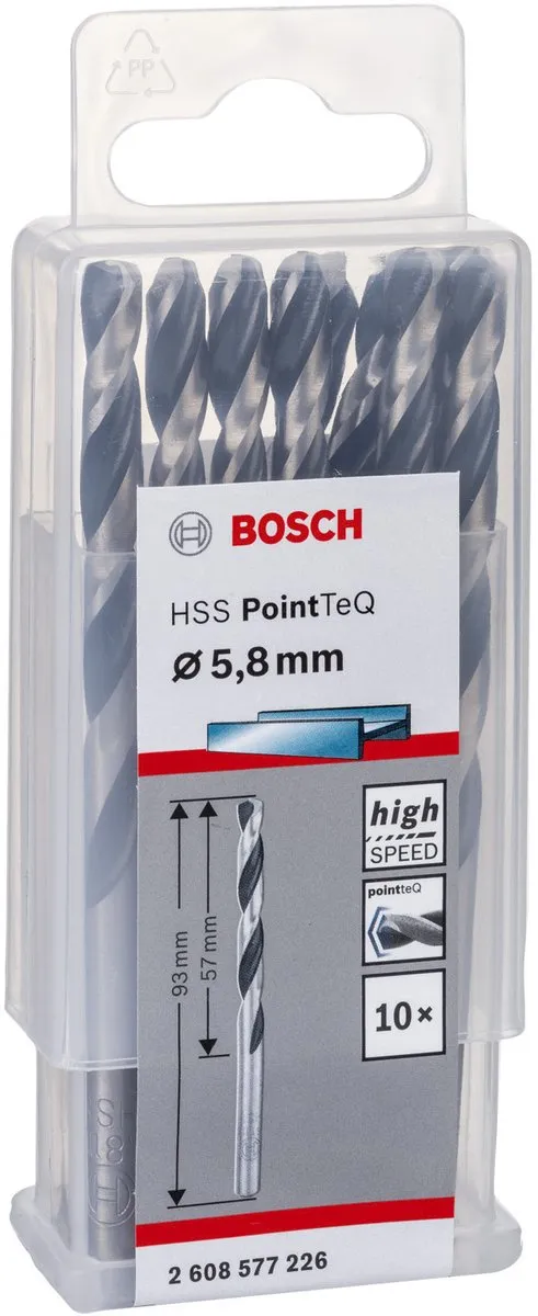 Bosch HSS PointTeQ DIN 338 5.8x57x93mm - 10 Stuks