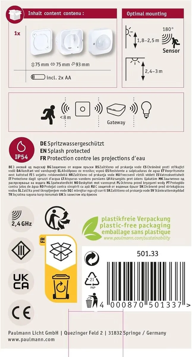 Paulmann Sensor Smart Home Zigbee 3.0 Bewegingsensor - 3 Stuks