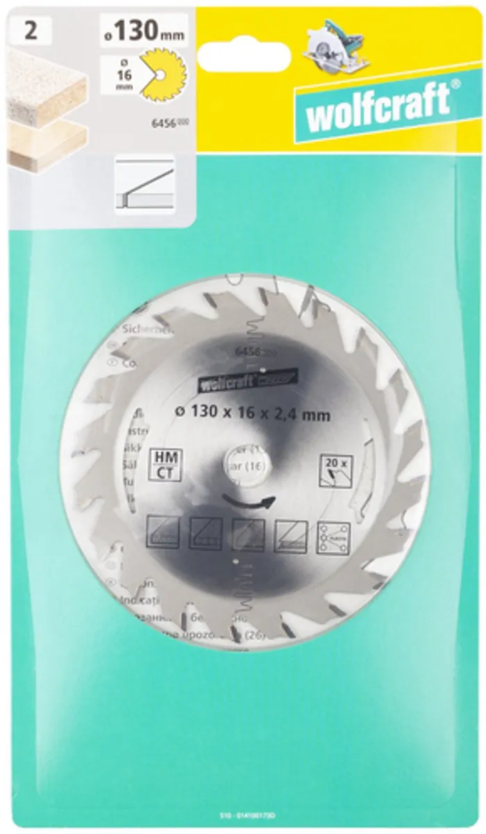 Wolfcraft Zilver Cirkelzaagblad 6456000 - 130x16mm 20 Tanden