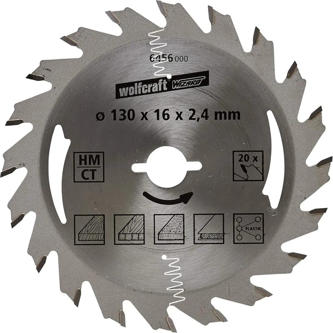 Wolfcraft Zilver Cirkelzaagblad 6456000 - 130x16mm 20 Tanden