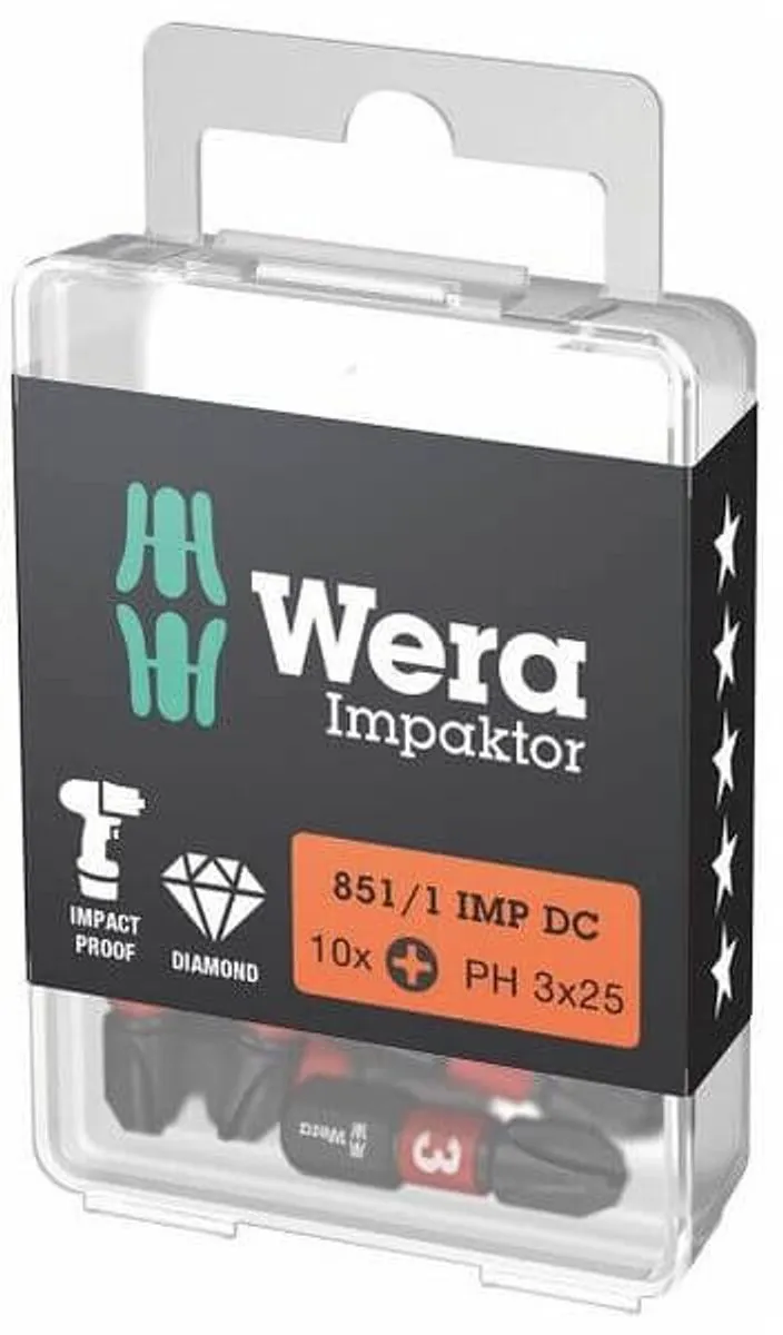 Wera 851/1 Impaktor DC PH3 Bit 25mm - 10 Stuks