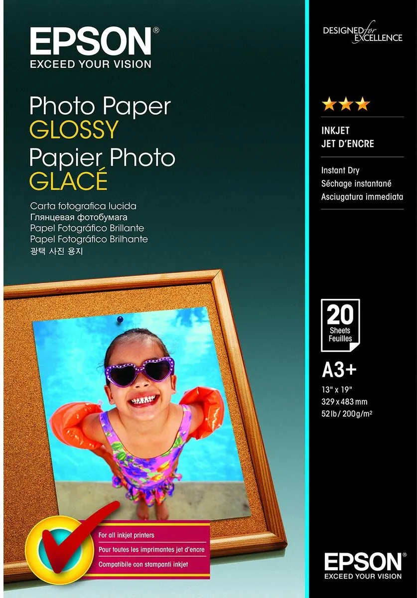 Epson Glanzend Fotopapier A3+ - 20 Vel - Zwart