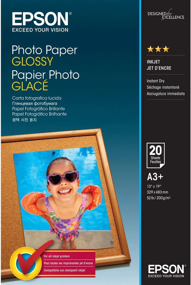 Epson Glanzend Fotopapier A3+ - 20 Vel - Zwart