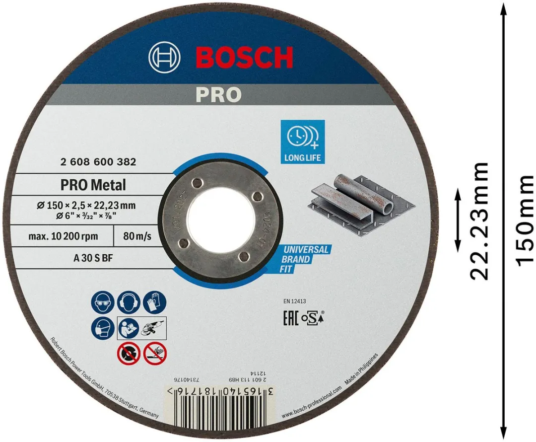 Bosch Professional DSS Recht Metalen Slijpschijf 150x2,5mm
