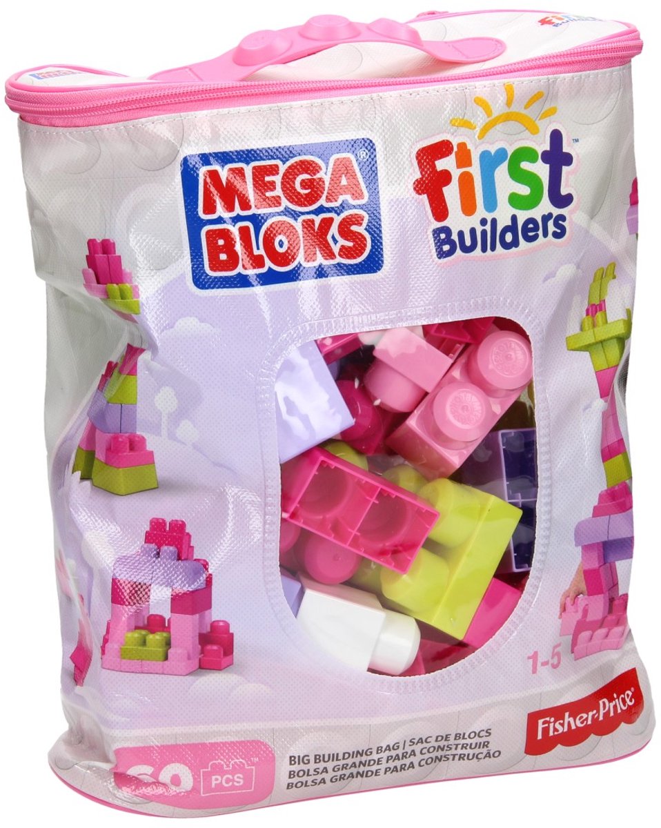 Mega Bloks First Builders Grote Bouwtas - Roze bouwstenen - 60 onderdelen