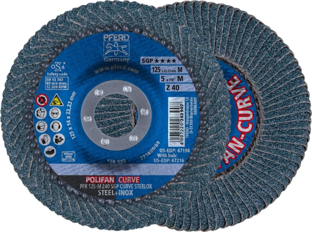 Pferd Lamellenschijf Zirkoniumkorund PFR 125-M Z 40 SGP CURVE STEELOX
