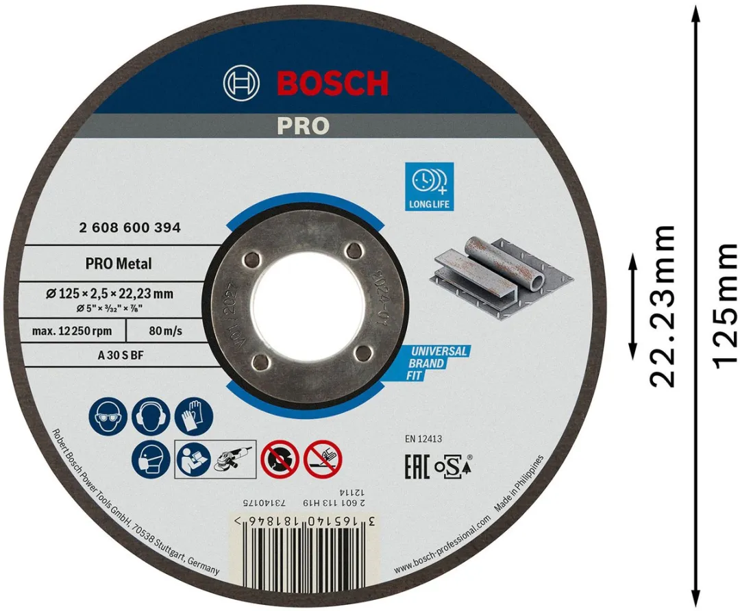 Bosch Expert for Metal A 30 S BF Doorslijpschijf 125mm - Metaal
