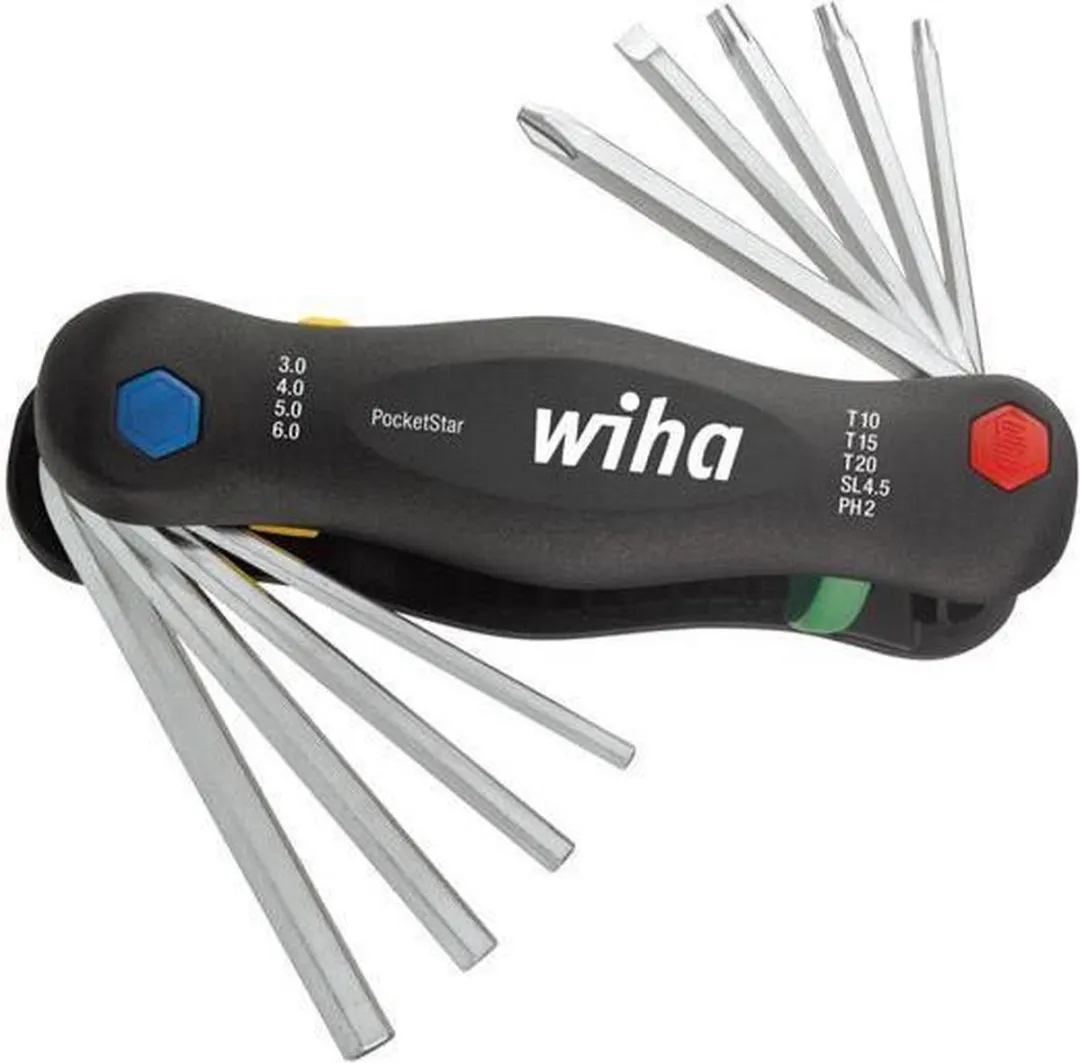 Wiha PocketStar Klaphouder 9-delig - Zilver/Zwart