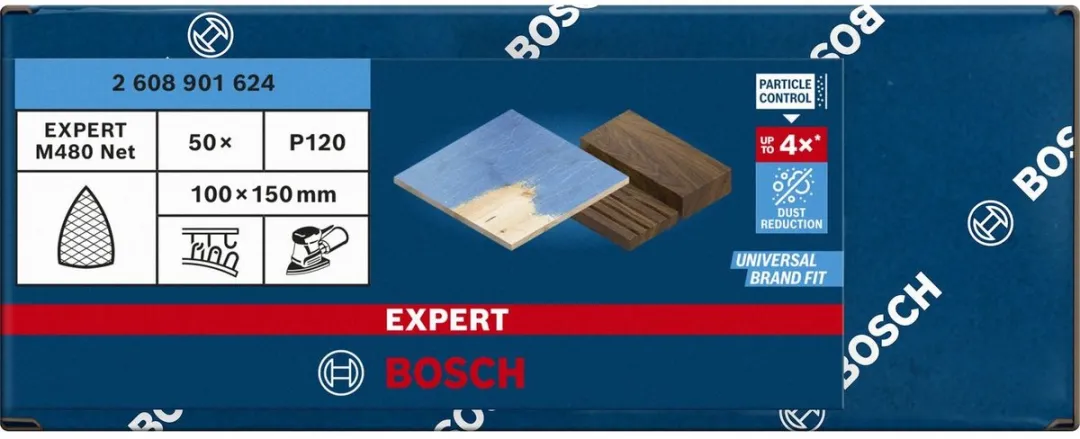 Bosch Professional EXPERT M480 Schuurnet 100x150mm K120 - 50 Stuks