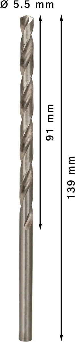 Bosch Professional HSS-G 5.5x91mm Metaalboor - 5 Stuks