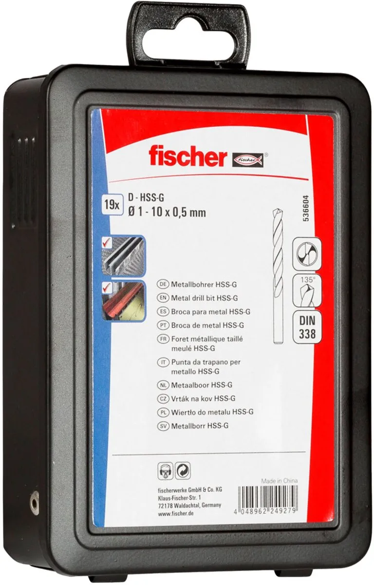 Fischer HSS-G Metaalboren Set 1-10mm - 19 Stuks
