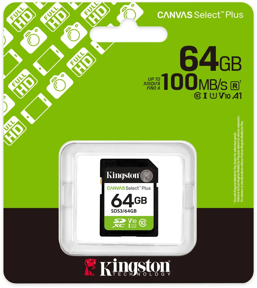 Kingston Canvas Select Plus SDS3/64GB SDXC Geheugenkaart 100MB/s