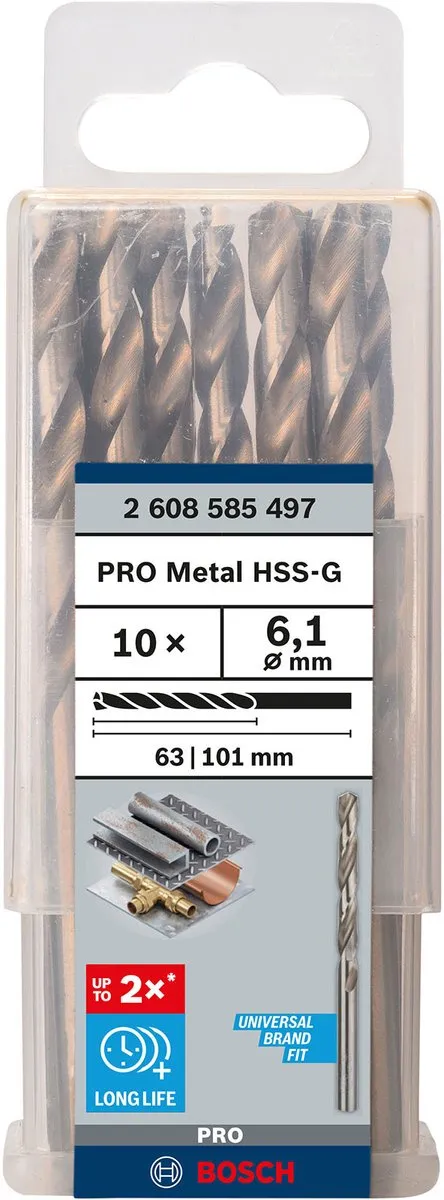 Bosch Professional ST. LINE 6.1mm HSS-G Spiraalboren - 10 Stuks