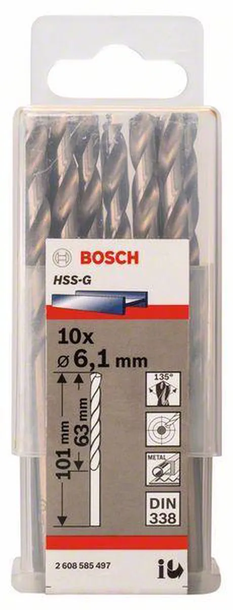 Bosch Professional ST. LINE 6.1mm HSS-G Spiraalboren - 10 Stuks