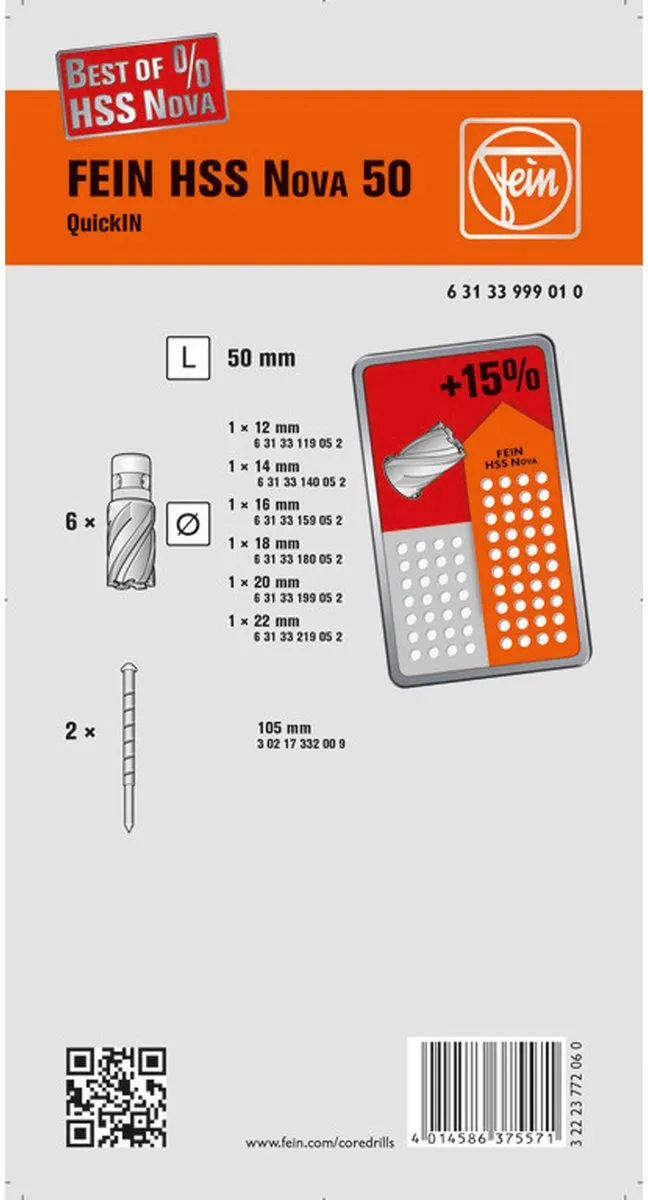 Fein HSS NOVA 50 QI Kernboor QuickIN Set - 6 Stuks