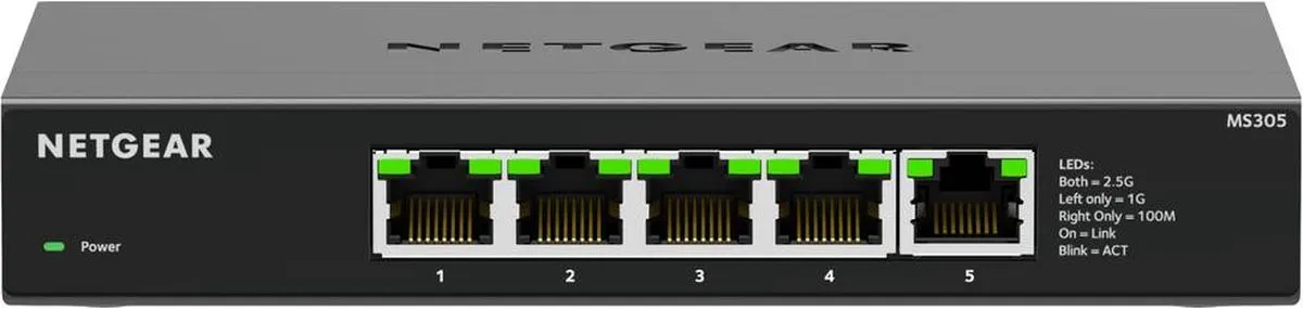 Netgear MS305 Unmanaged Switch 5x 2,5Gbps - Zwart - afbeelding 6 van 6