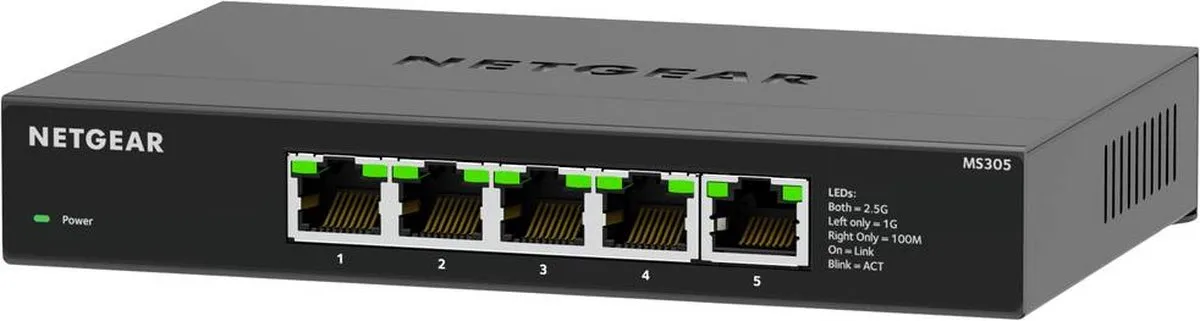 Netgear MS305 Unmanaged Switch 5x 2,5Gbps - Zwart