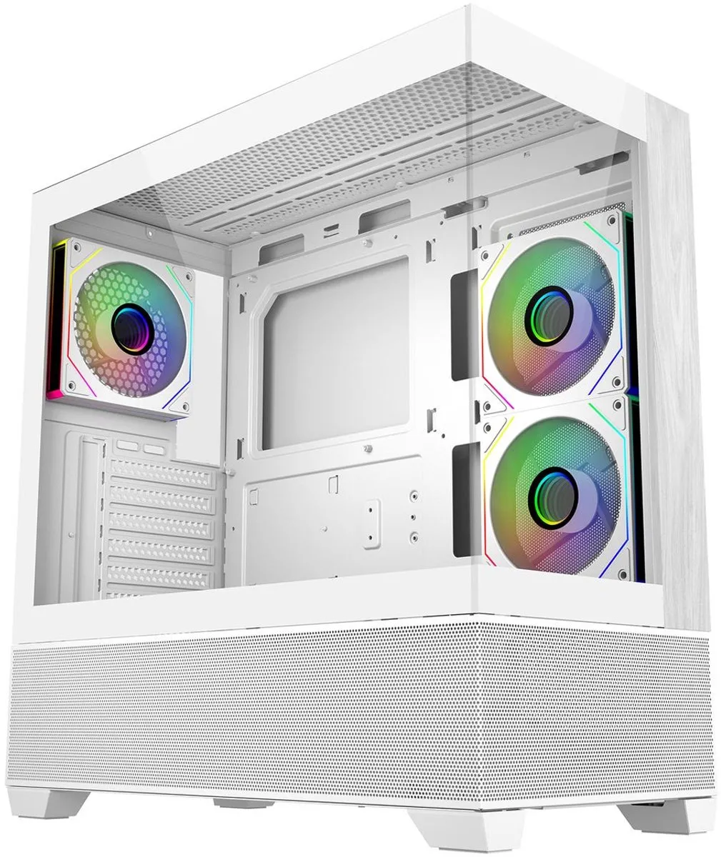 Cooler Master Elite 690 Wood Midi Tower - 3 Ventilatoren - Wit