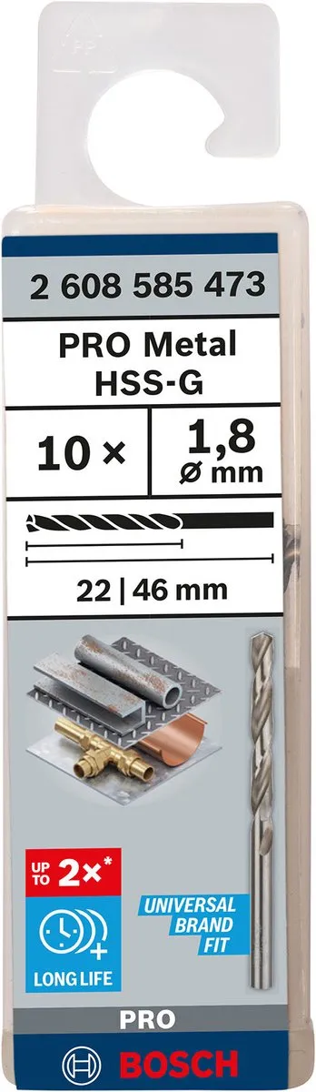 Bosch Professional ST. LINE 1.8mm HSS-G Boor - 10 Stuks