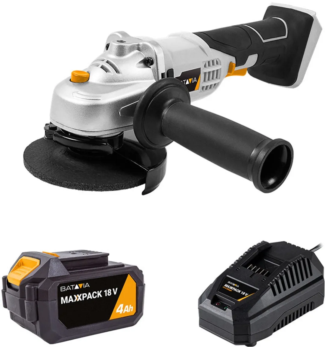 Batavia 18V Haakse Slijper 115mm EC1_7062512 - Incl. 2.0Ah Accu & Lader