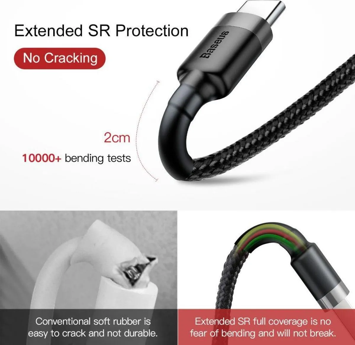 Baseus 3699 USB-C Snellaadkabel 1M - Grijs