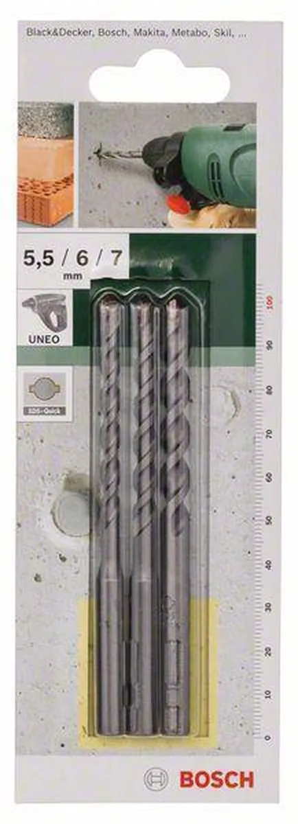 Bosch SDS-Quick 3-delige betonborenset 5,5/6,0/7,0mm x 100mm - afbeelding 2 van 2