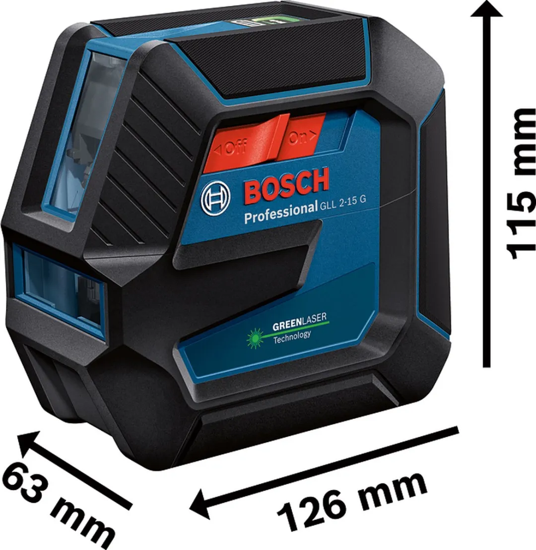 Bosch Professional GLL 2-15 G Groene Kruislijnlaser - 4x AA - afbeelding 2 van 6