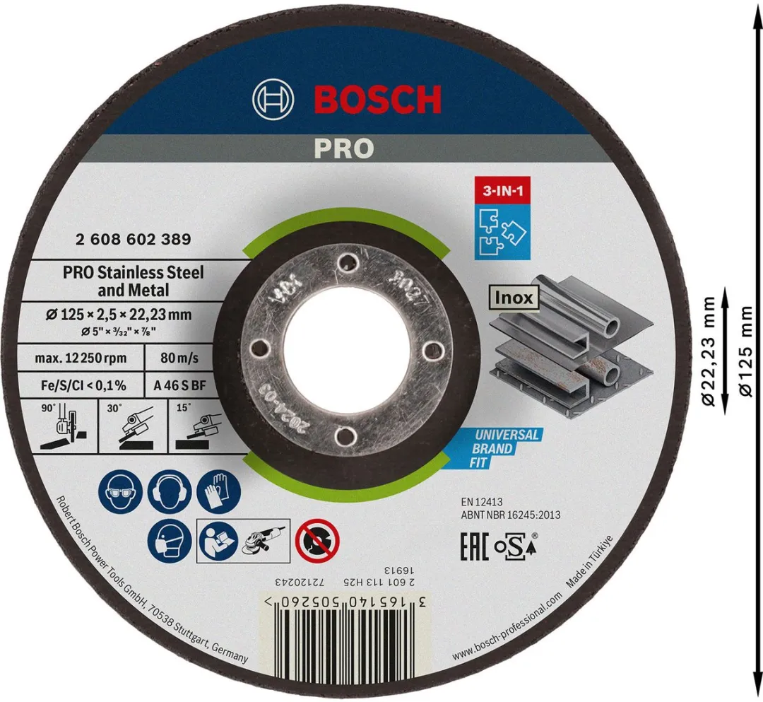 Bosch Professional 3IN1 Cut Grind Finish 125x2,5x22,23mm