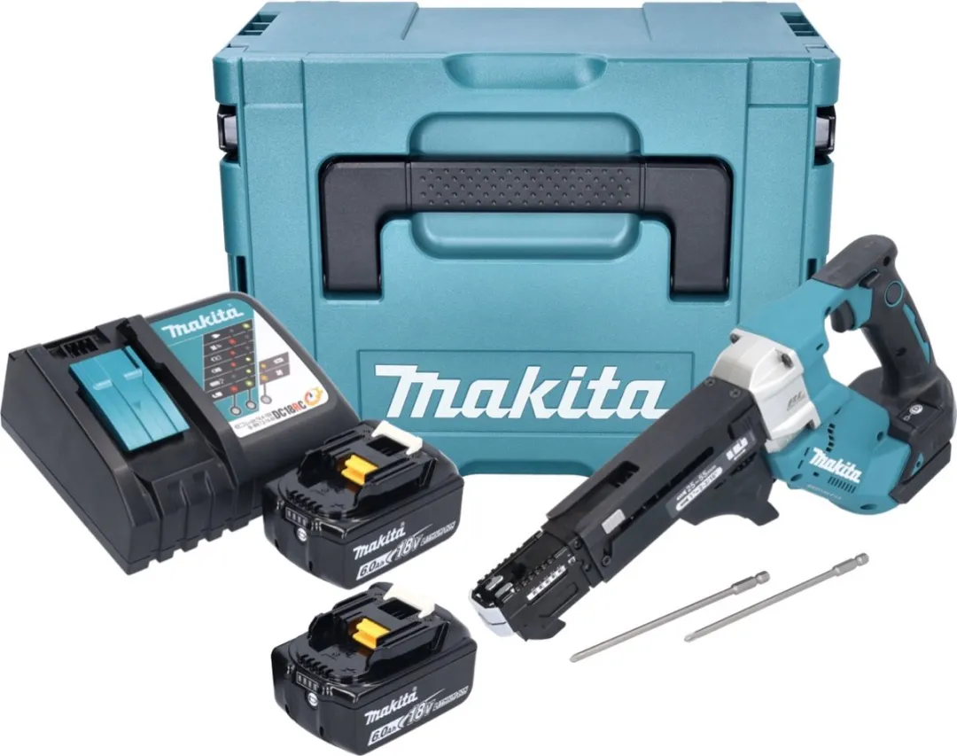 Makita DFR551Z Accu-magazijnschroevendraaier 18V - 2x 6.0Ah + lader