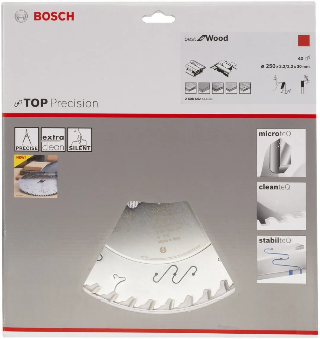Bosch Professional Cirkelzaagblad Top Precision Best for Wood 250mm - 40 Tanden